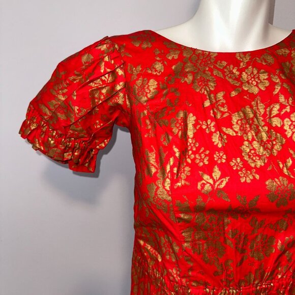 Vtg 70s H Bar C Red Gold Floral Romper One Piece 100% Cotton Size 6 Womens - Picture 6 of 6